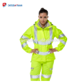 EN Standard Mesdames Capuche Haute Visibilité Workwear Parka En Gros Salut Vis Visière De Sécurité Réfléchissant Avec Logo Fabricants